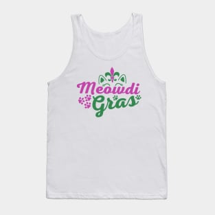 Meowdi Gras Cute Kitten Cat  Funny Mardi Gras Carnival Tank Top